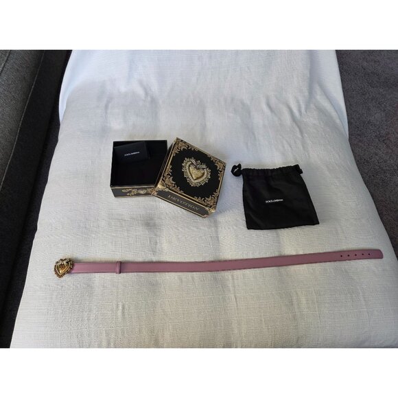 Dolce & Gabbana Devotion Heart Pearl Buckle Leather Belt Pink 75/30 Italy main image 4